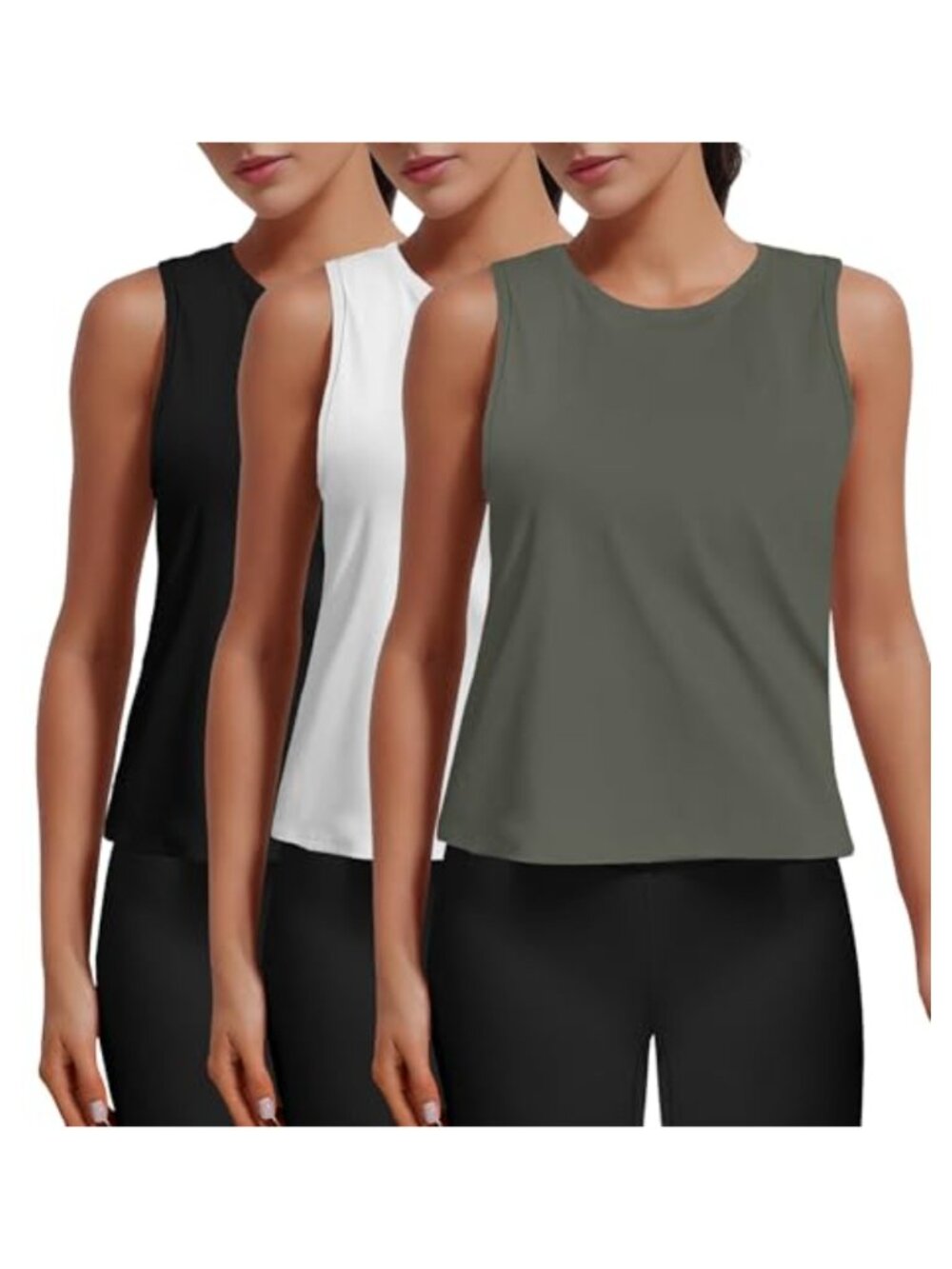 3 Pack Crop Tank Tops for Women Sleeveless Workout Gym Tops